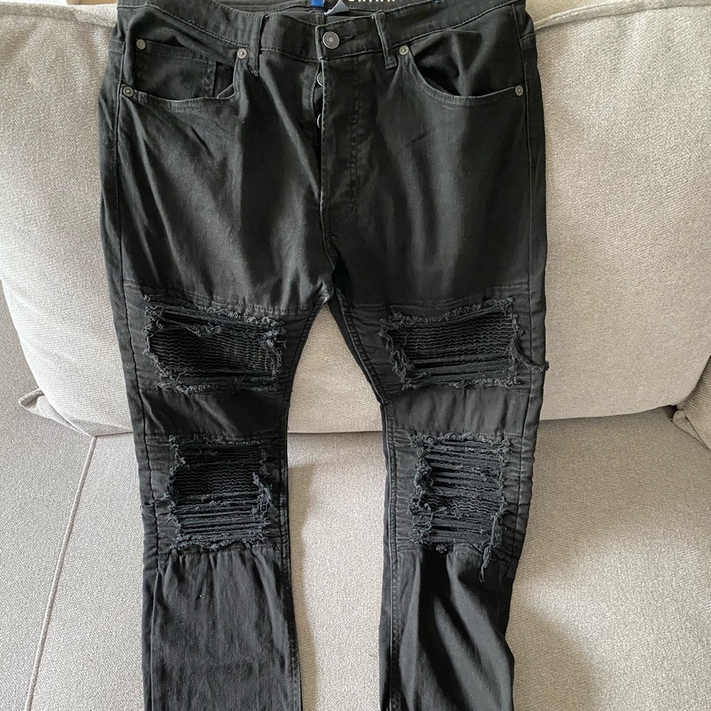 DIVIDED H&M Black Skinny Biker Jeans 34/30